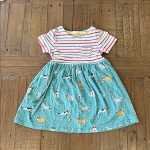 Mini Boden Multicolor Striped and cat ice cream cone Print Dress 4-5 years